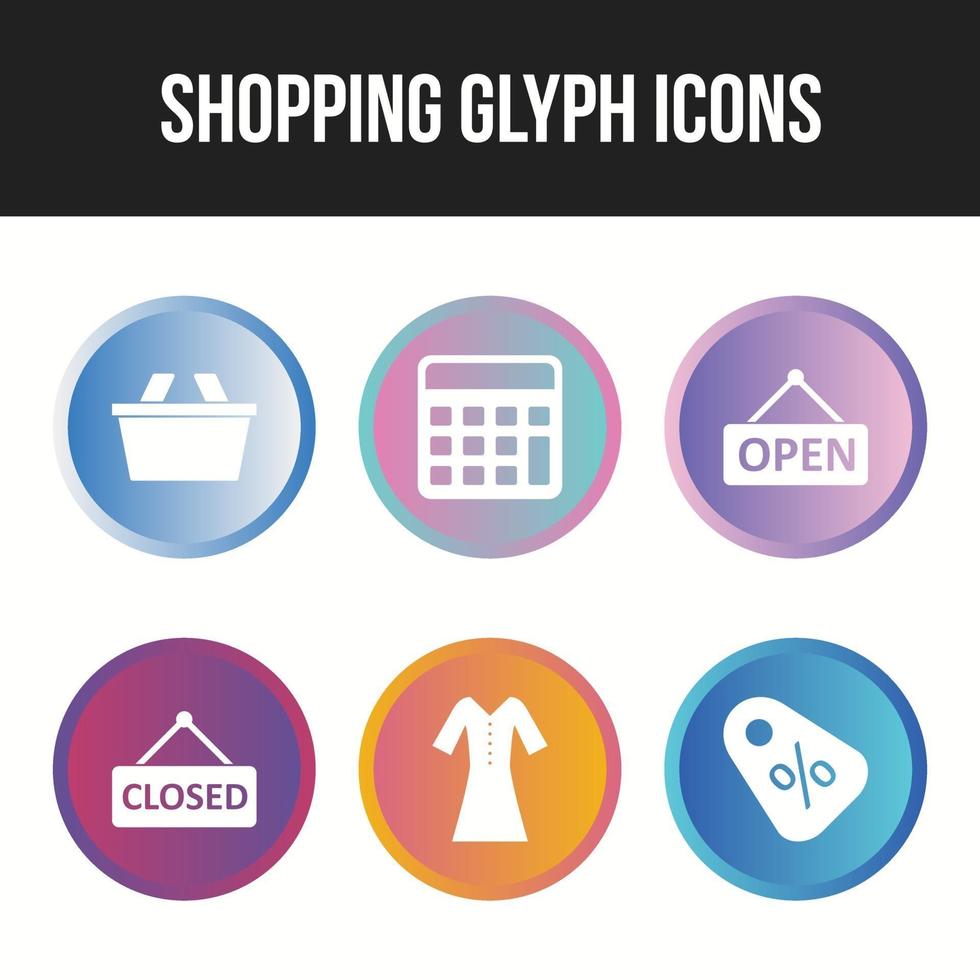 unik ikonuppsättning av shopping glyph ikoner vektor