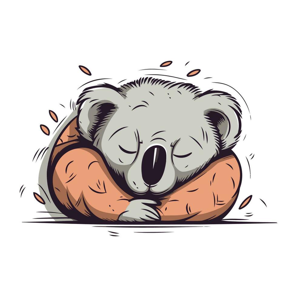 söt koala sovande. vektor illustration av en koala sovande.