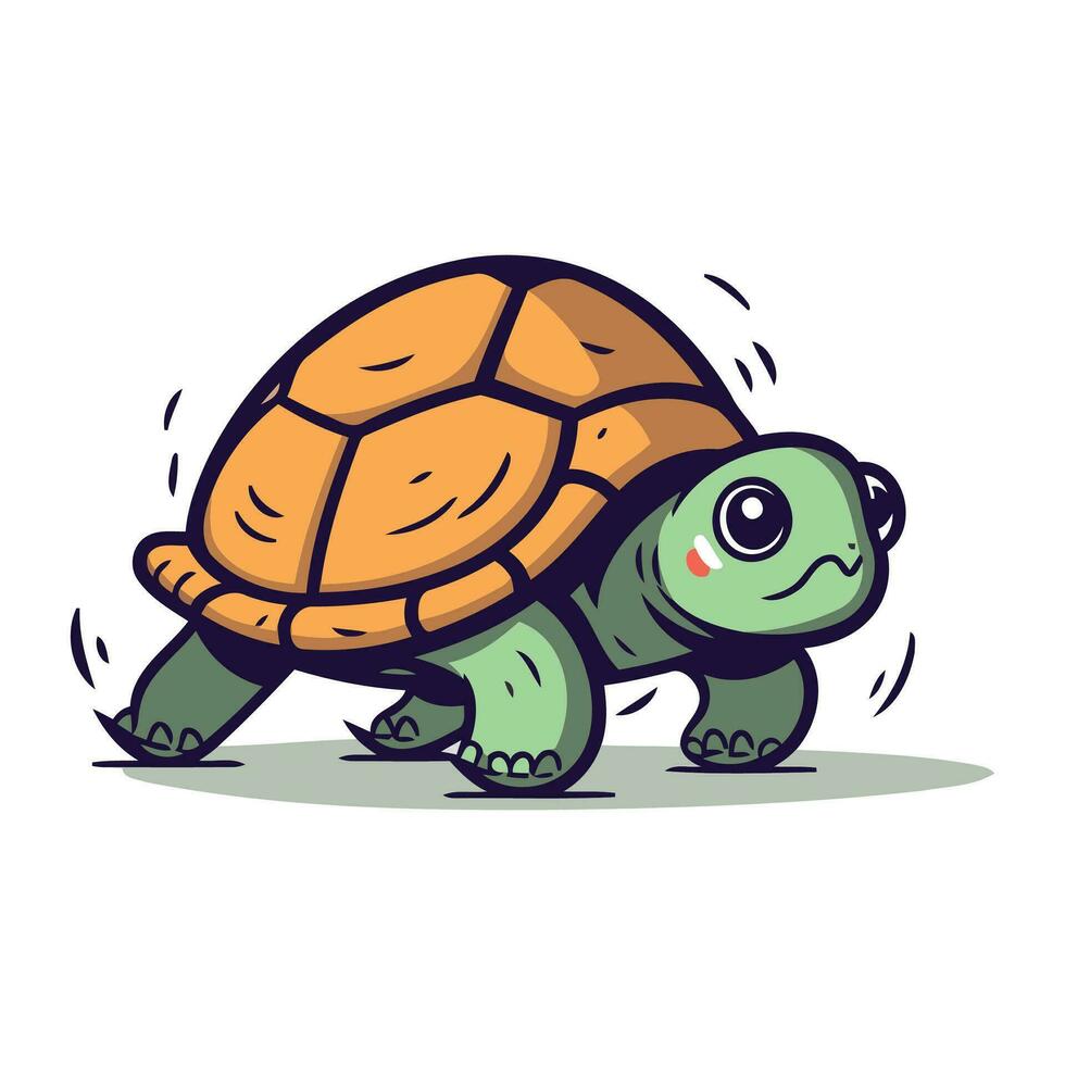 tecknad serie rolig sköldpadda. vektor illustration isolerat på en vit bakgrund.