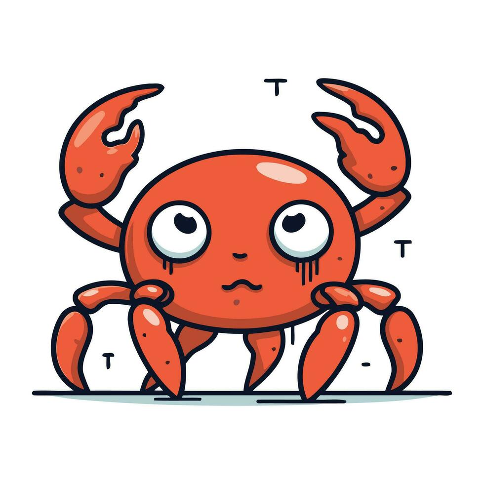 söt tecknad serie krabba karaktär. vektor illustration av en rolig krabba.