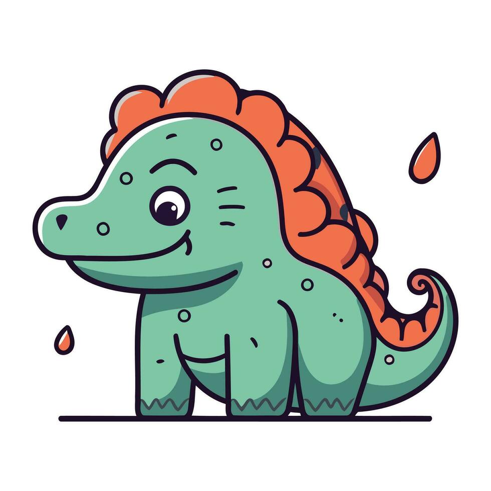 söt tecknad serie dinosaurie. vektor illustration av en rolig dinosaurie karaktär.