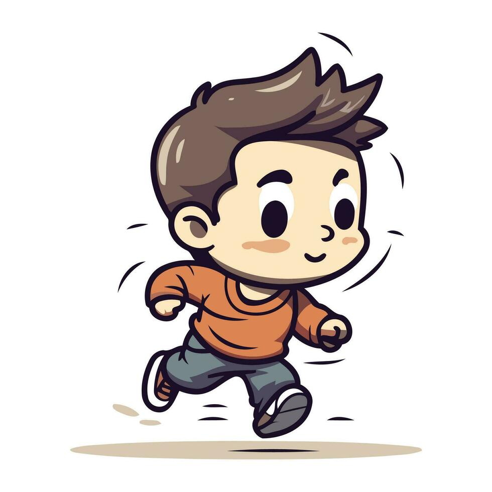 löpning pojke tecknad serie vektor illustration