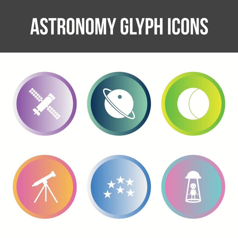 unik astronomi glyph vektor ikonuppsättning