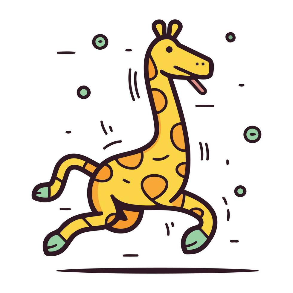 söt giraff löpning. vektor illustration i klotter stil.
