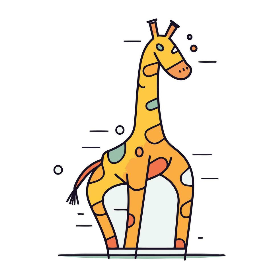 süß Giraffe. Vektor Illustration im eben linear Stil auf Weiß Hintergrund.