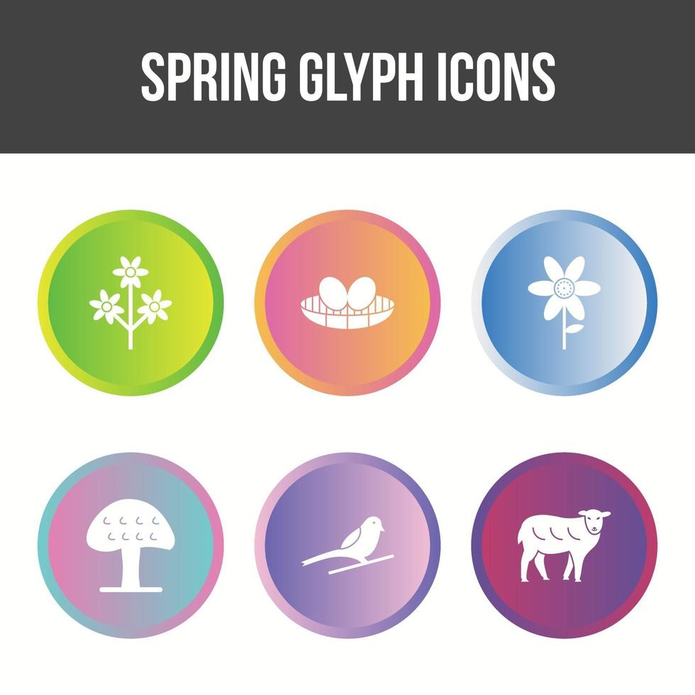 Frühlings-Glyphe-Vektor-Icon-Set vektor
