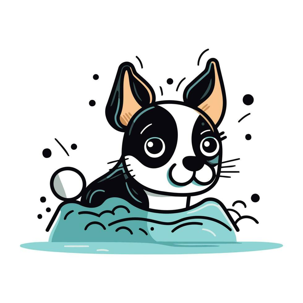 süß Hund im das Wasser. Vektor Illustration auf Weiß Hintergrund.