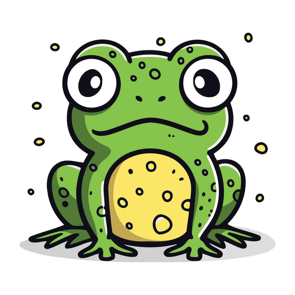 Frosch mit groß Augen auf ein Weiß Hintergrund. Vektor Illustration.