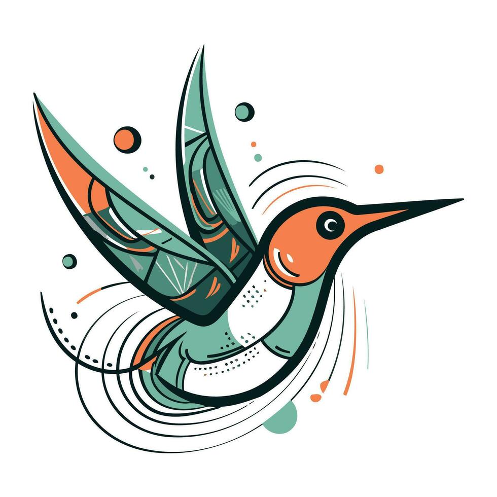 Vektor Illustration von ein Kolibri auf ein Weiß Hintergrund. Hand gezeichnet Bild.