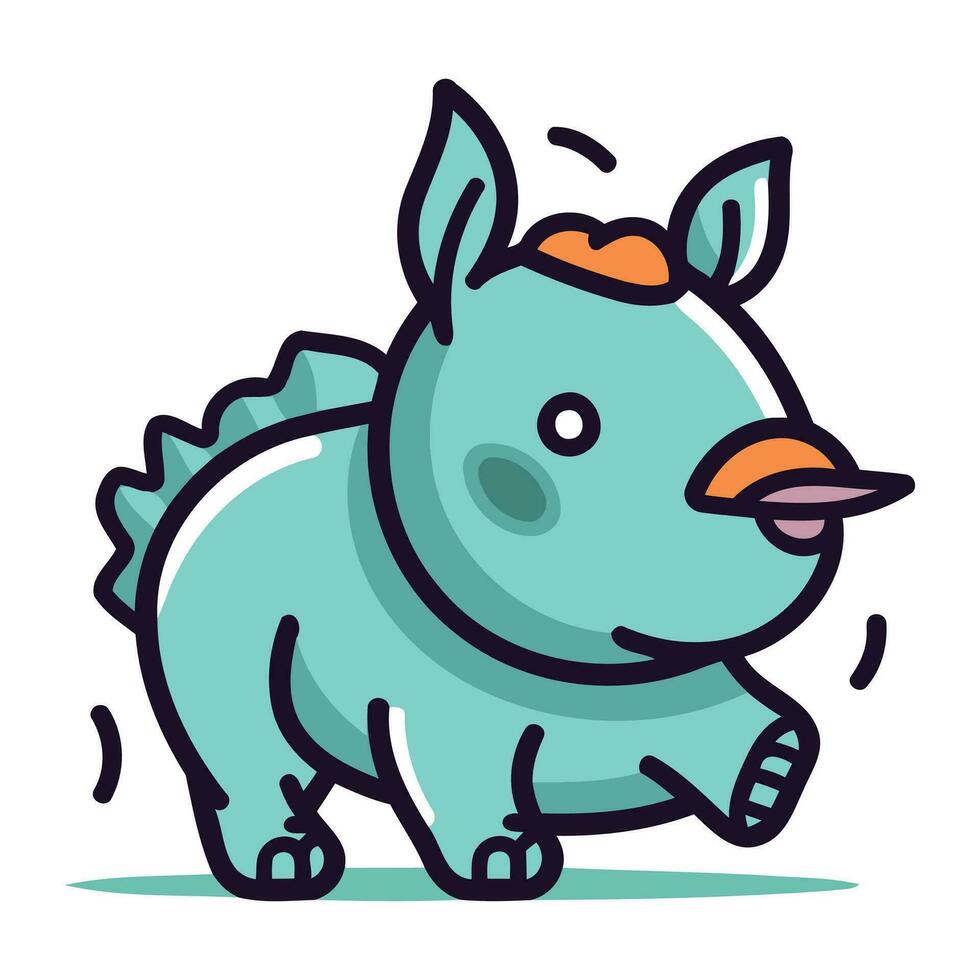 tecknad serie noshörning. vektor illustration av rolig noshörning.