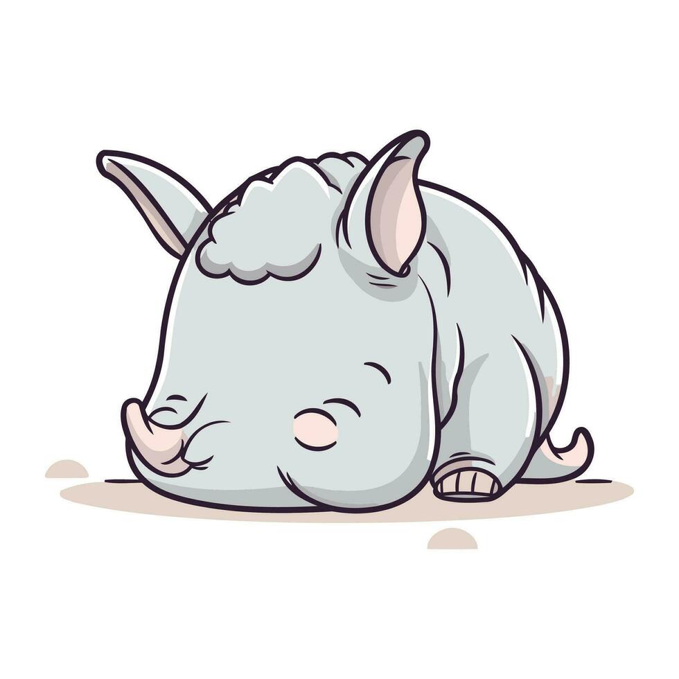 söt noshörning tecknad serie vektor illustration isolerat på vit bakgrund.