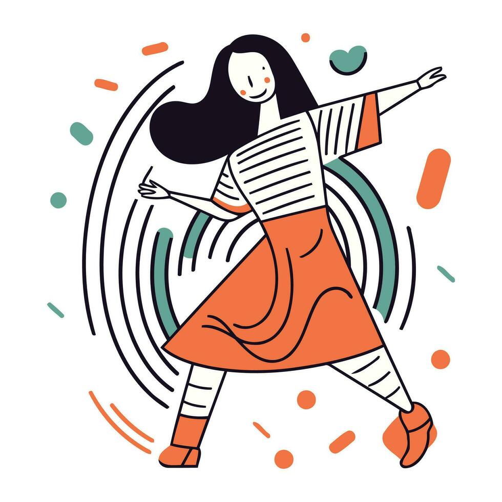 Vektor Illustration von ein Mädchen Tanzen im das Stil von Pop Kunst.