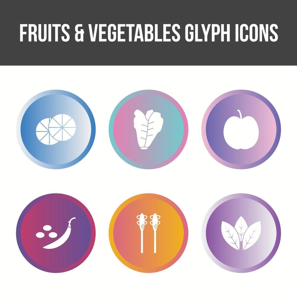 Obst und Gemüse Vektor-Glyphe-Icon-Set vektor