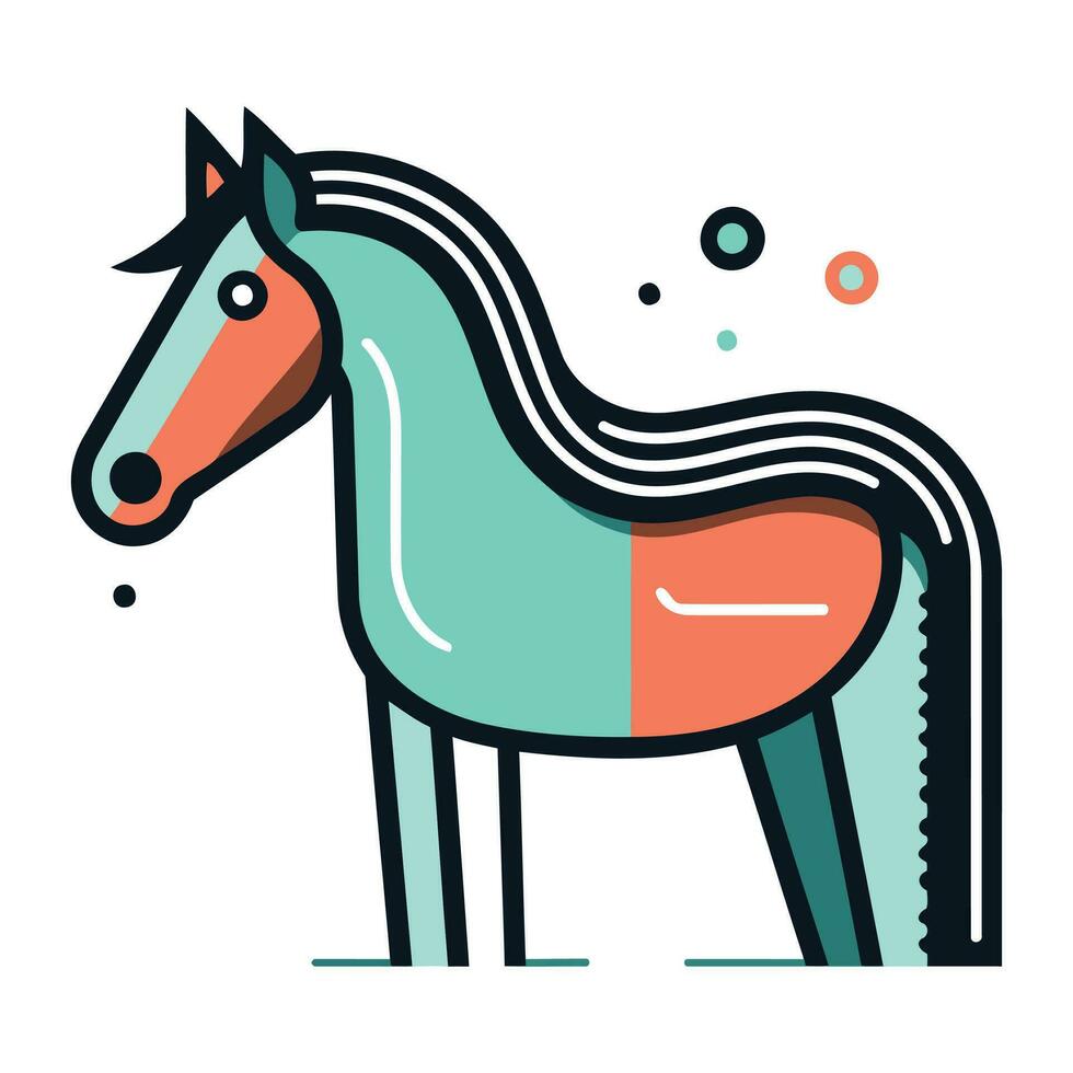 Pferd Symbol im eben Stil isoliert auf Weiß Hintergrund. Vektor Illustration.