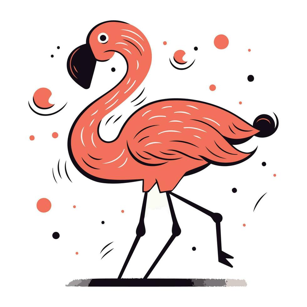 flamingo illustration. hand dragen vektor illustration. rolig flamingo.