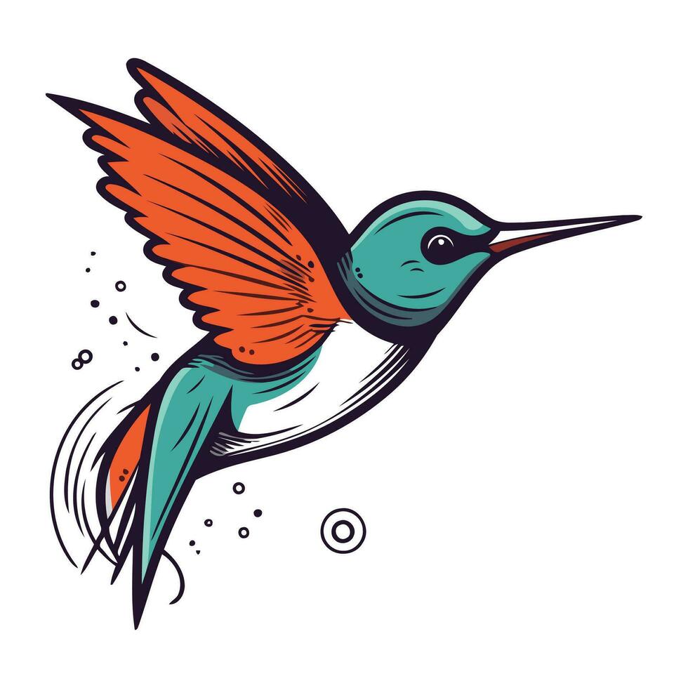 Kolibri Vektor Illustration. isoliert auf ein Weiß Hintergrund.