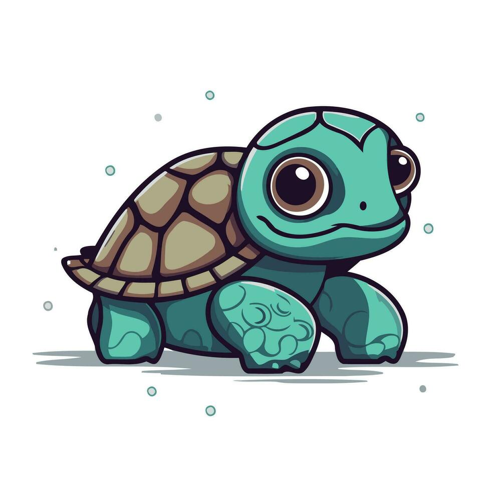 süß Karikatur Schildkröte auf ein Weiß Hintergrund. Vektor Illustration zum Ihre Design