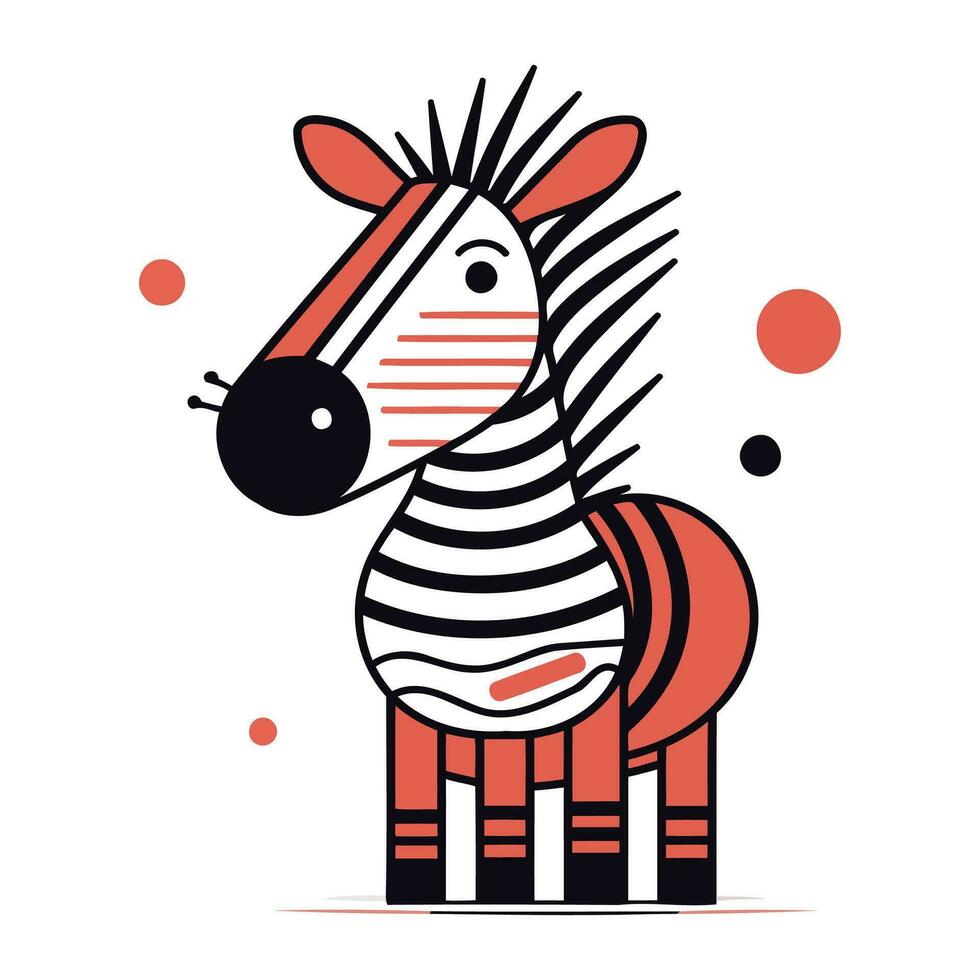 zebra ikon. söt zebra tecknad serie karaktär. vektor illustration.