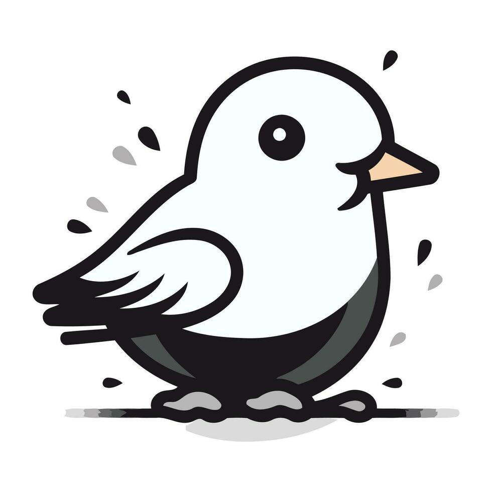 illustration av en söt fågel på vit bakgrund. vektor illustration.