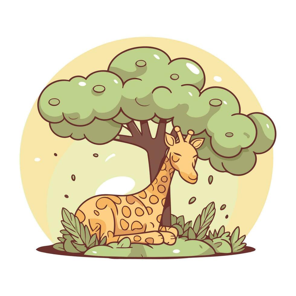 Giraffe im das Dschungel. Vektor Illustration im Karikatur Stil.