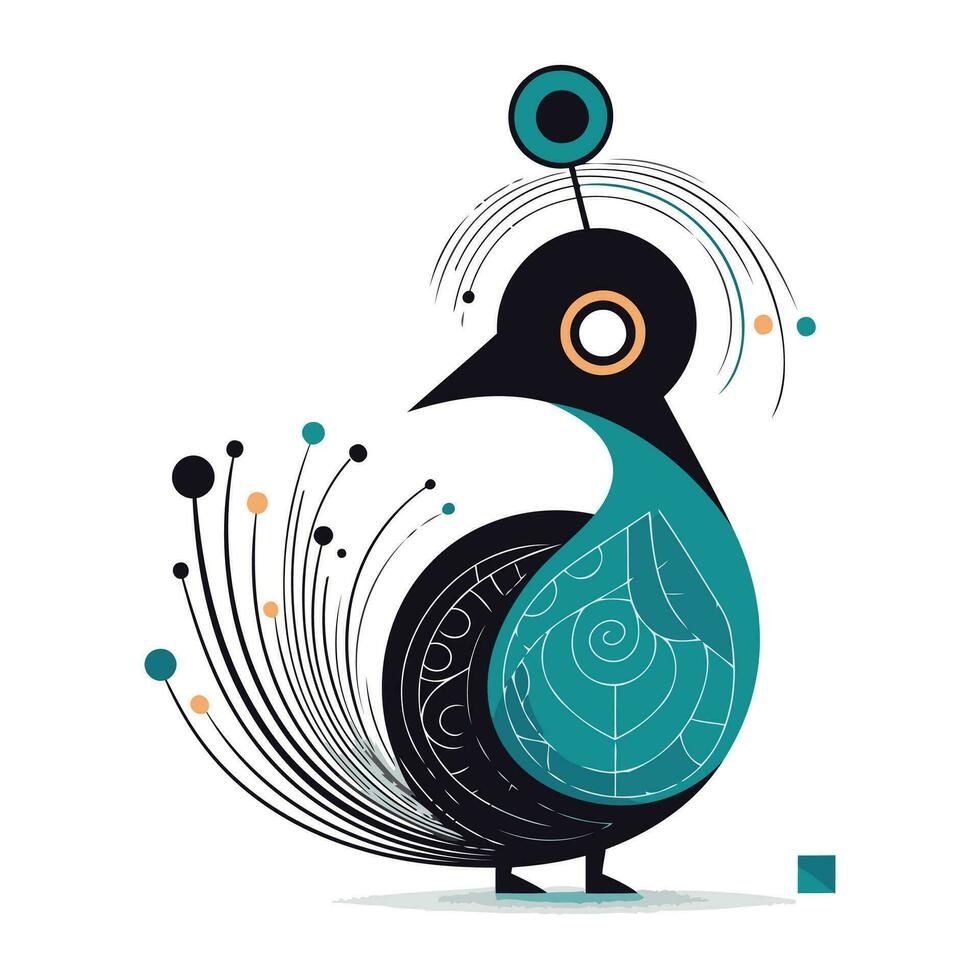 pingvin med en blomma. vektor illustration av en fågel.
