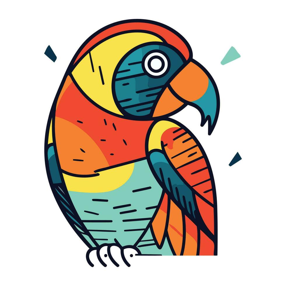 papegoja vektor illustration i klotter stil. hand dragen papegoja ikon.