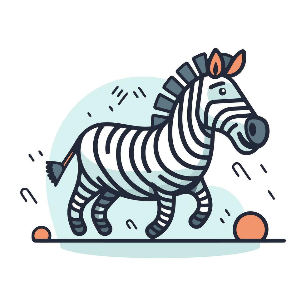 Zebra im Regen. Vektor Illustration im Gekritzel Stil.