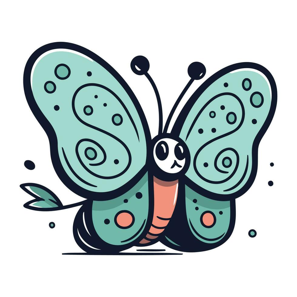 Schmetterling Symbol. süß Karikatur Insekt. Vektor Illustration.