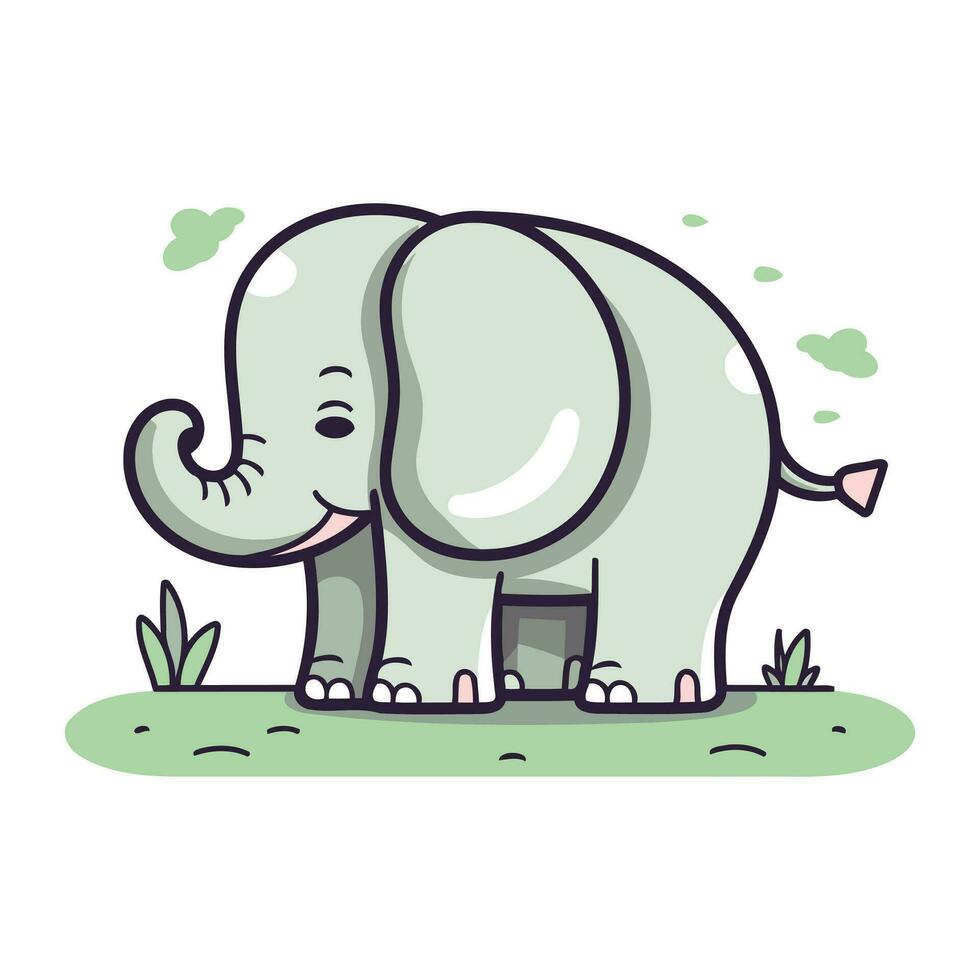 süß Karikatur Elefant. Vektor Illustration isoliert auf ein Weiß Hintergrund.
