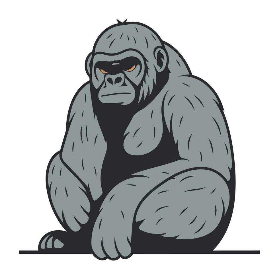 gorilla. vektor illustration av en gorilla på en vit bakgrund.