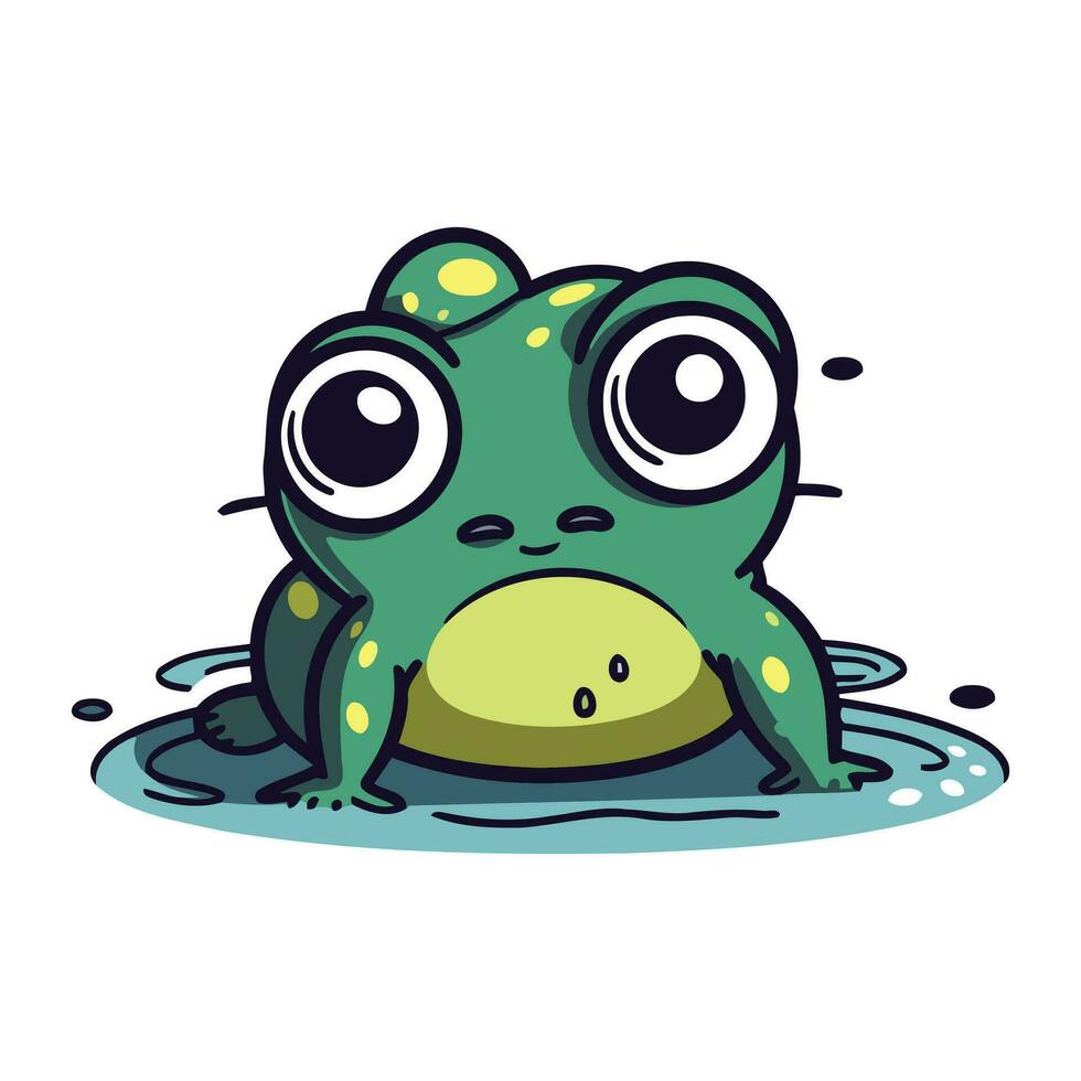 Frosch im Wasser. süß Karikatur Charakter. Vektor Illustration.