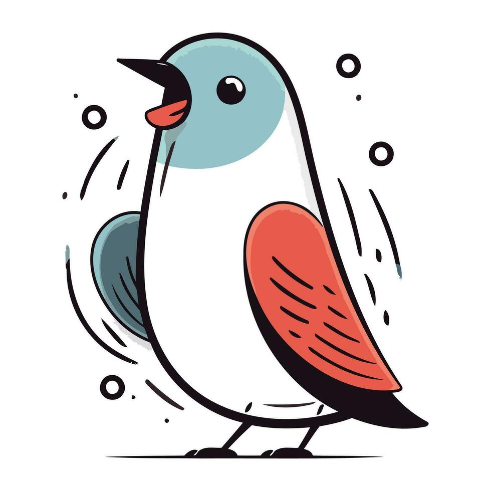 Vektor Illustration von ein süß Karikatur Vogel. isoliert auf Weiß Hintergrund.