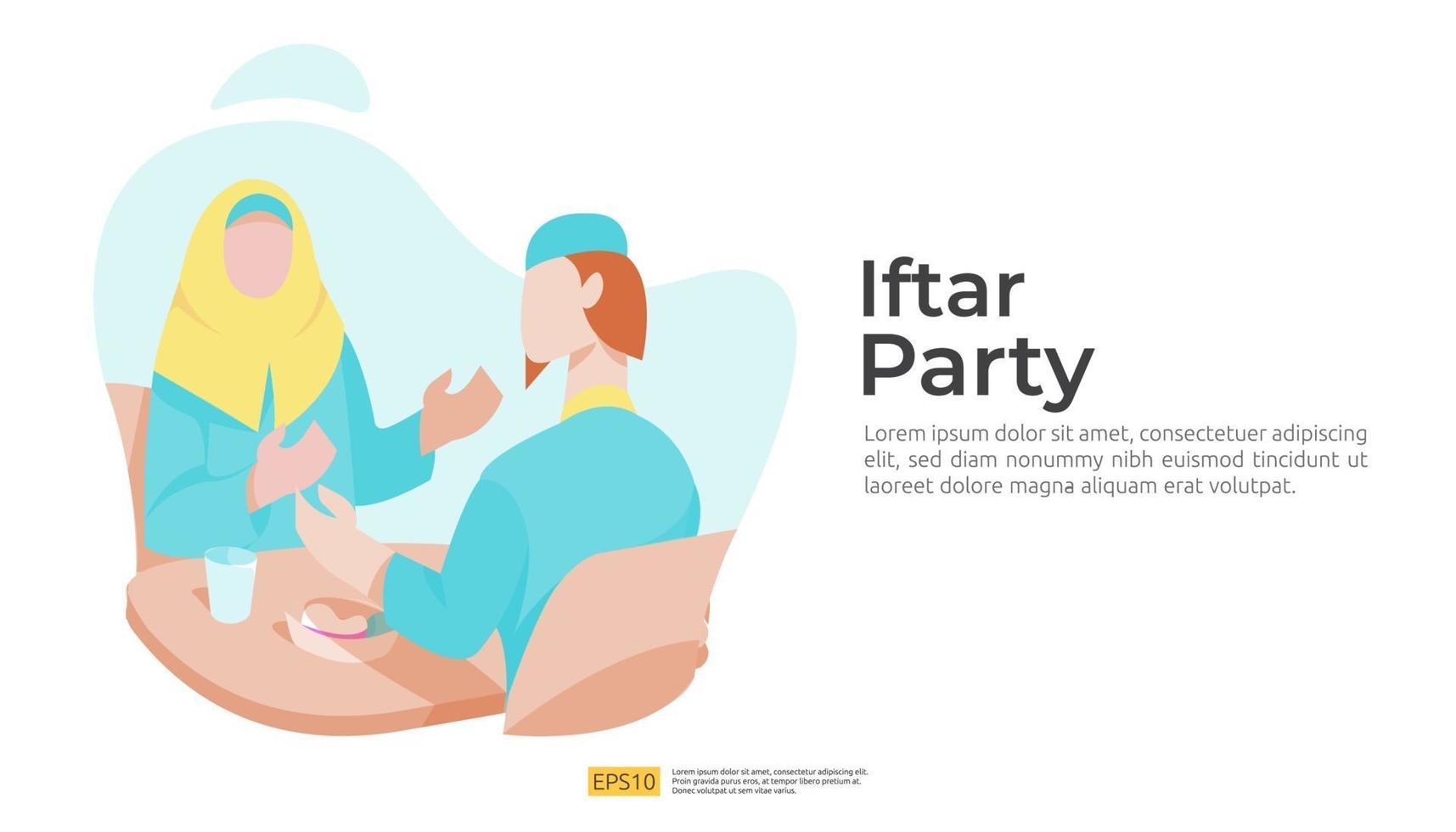 muslimsk familjemiddag på iftar ramadan kareem eller firar eid vektor