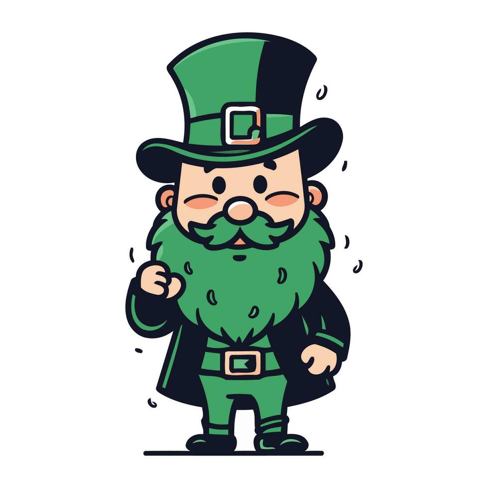 Kobold mit ein Grün Bart und Hut. Vektor Illustration im Karikatur Stil.