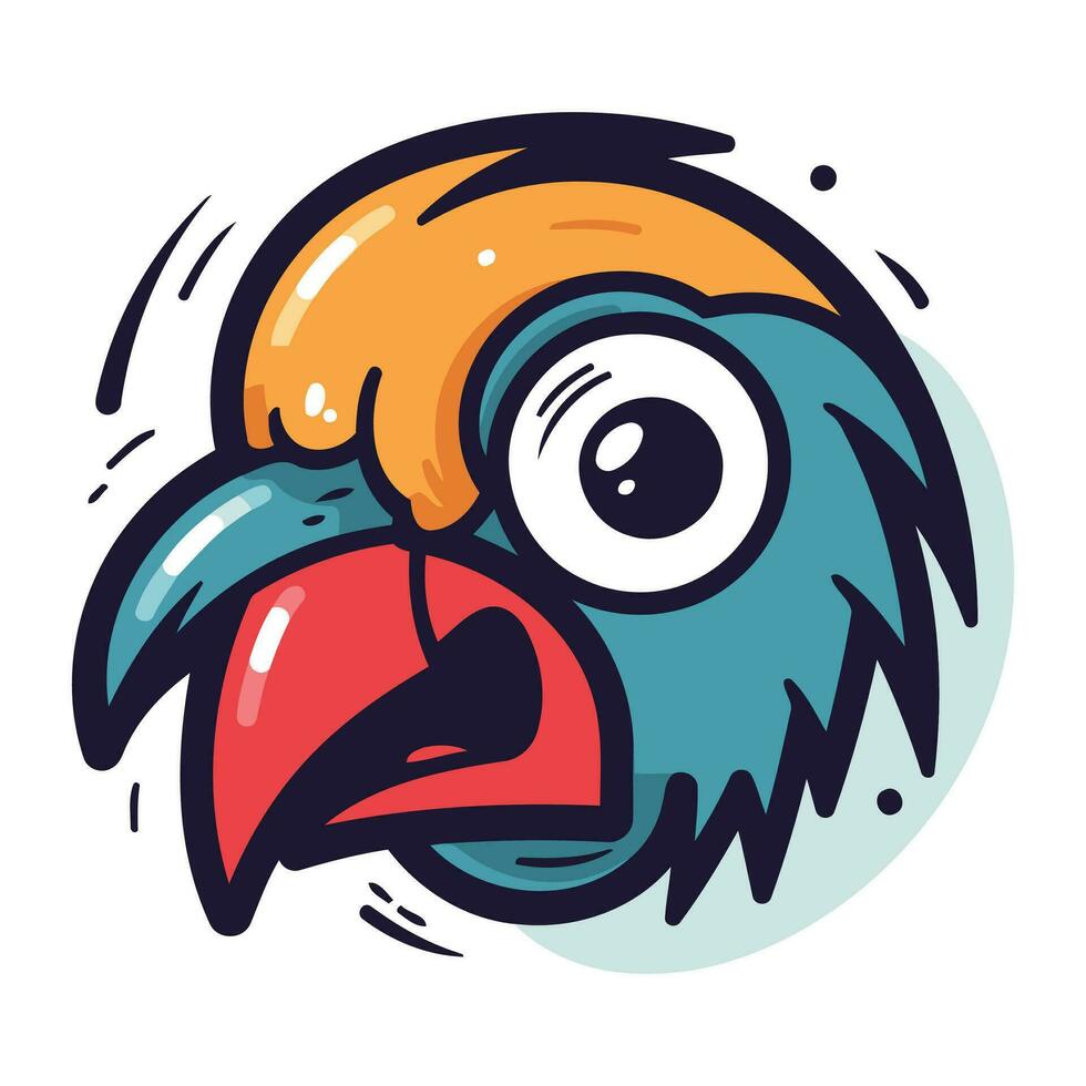 Karikatur Papagei Kopf. Vektor Illustration isoliert auf Weiß Hintergrund.