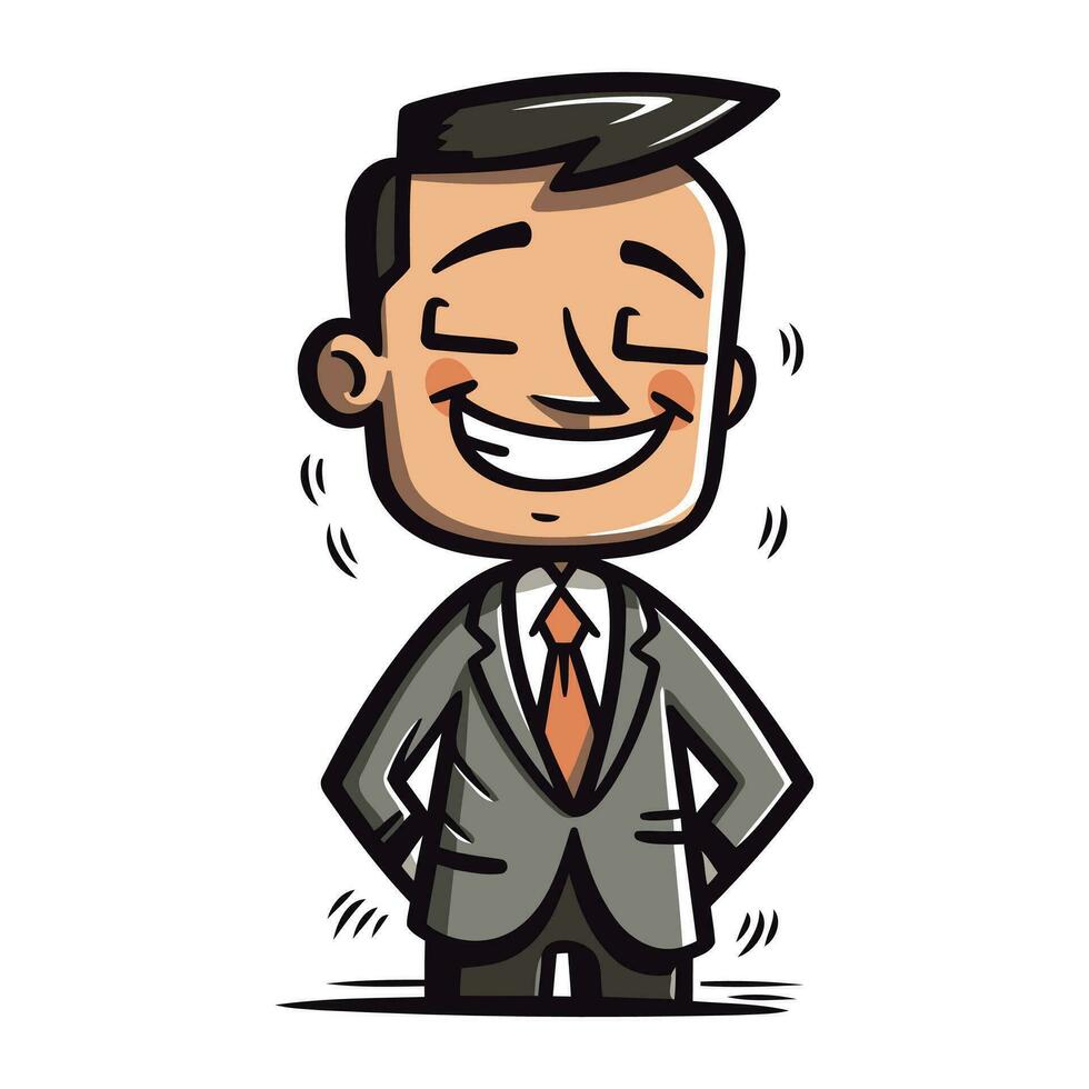 Geschäftsmann lächelnd Karikatur Maskottchen Charakter Vektor Illustration.