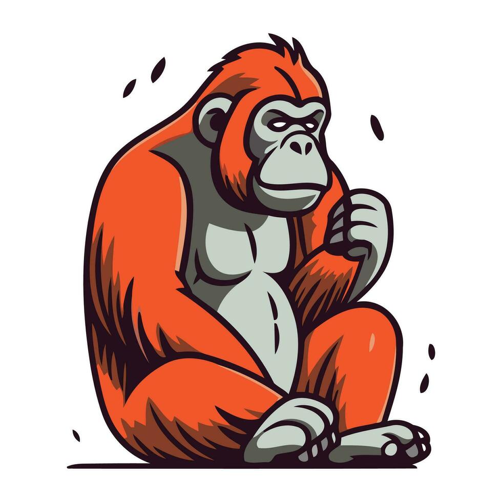 Gorilla Sitzung auf das Boden. Vektor Illustration von ein Affe.