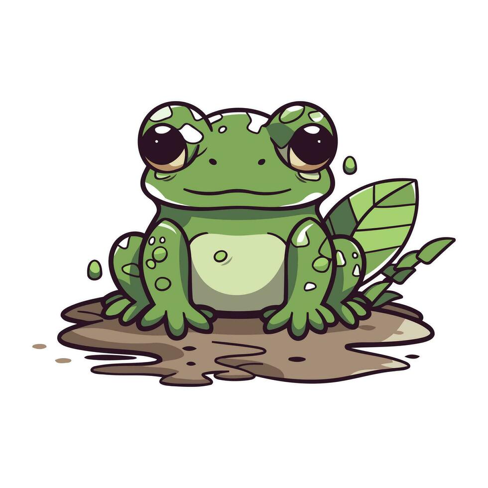 süß Karikatur Frosch isoliert auf ein Weiß Hintergrund. Vektor Illustration.