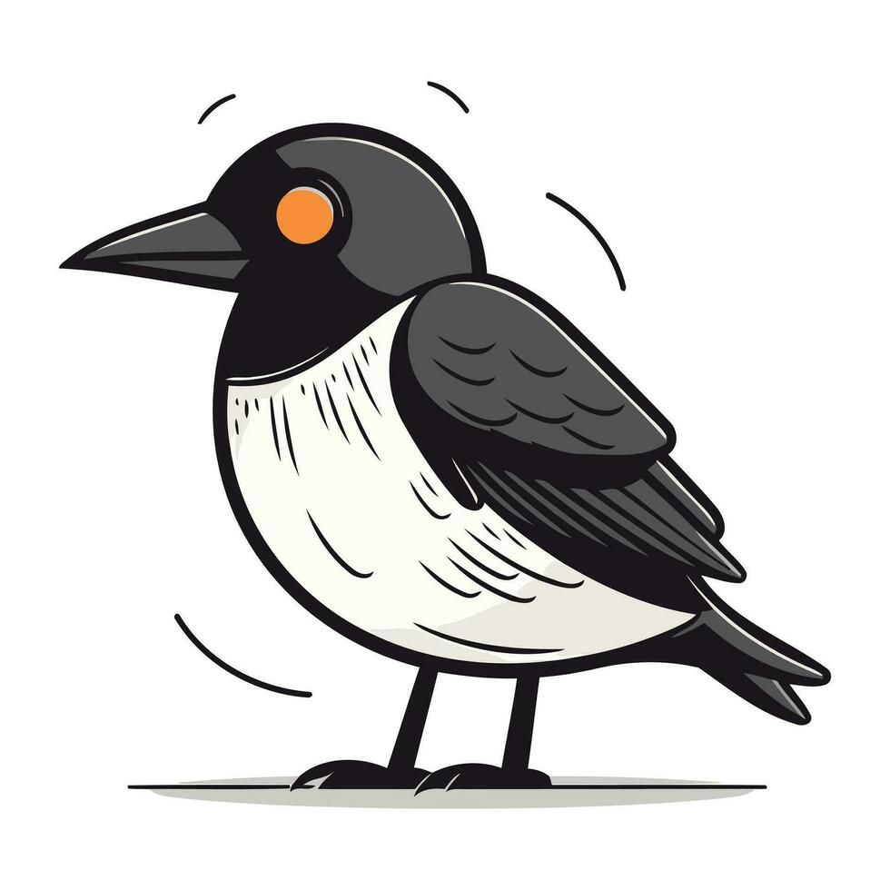 Krähe. Vektor Illustration von ein Vogel auf ein Weiß Hintergrund.
