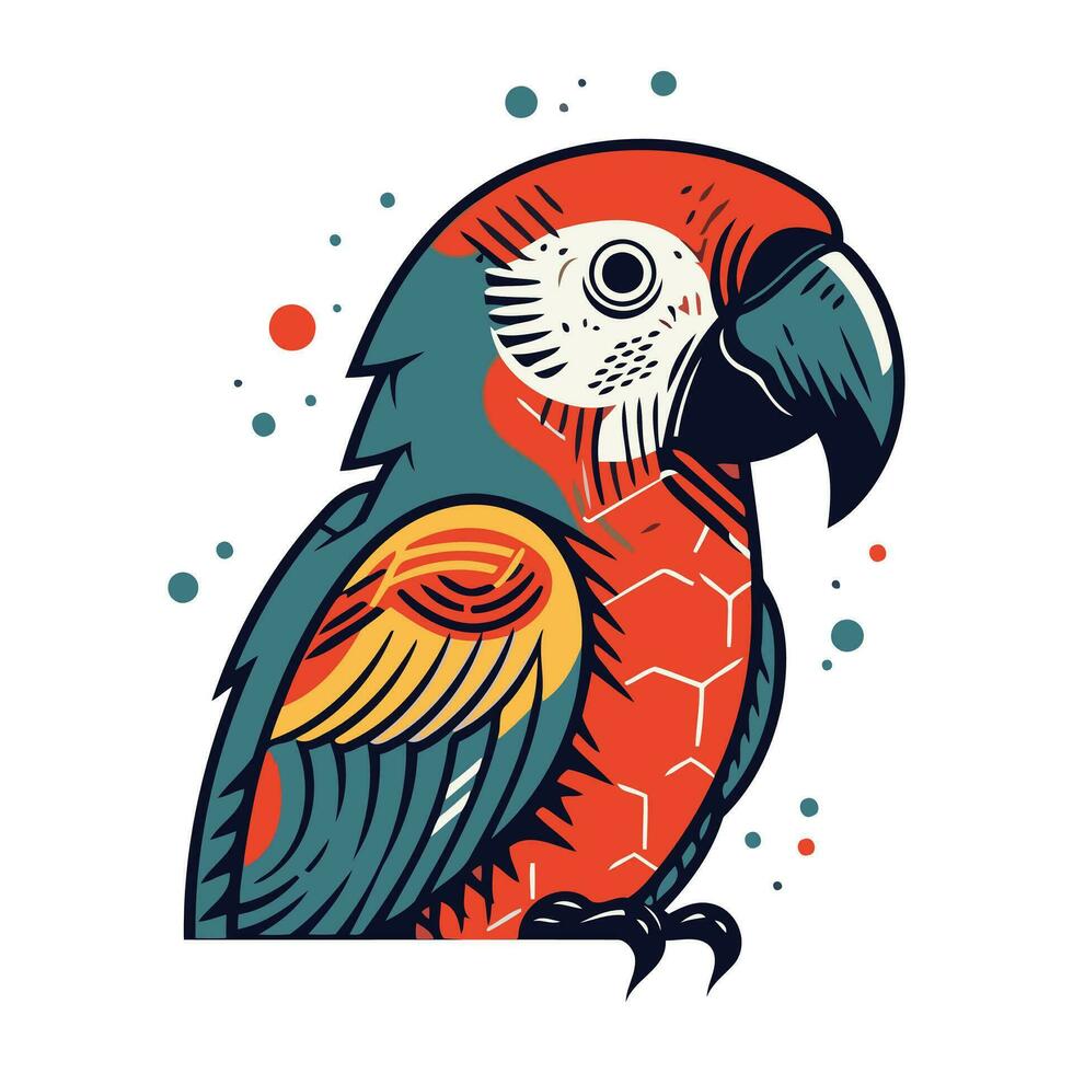 papegoja vektor illustration. hand dragen papegoja isolerat på vit bakgrund.