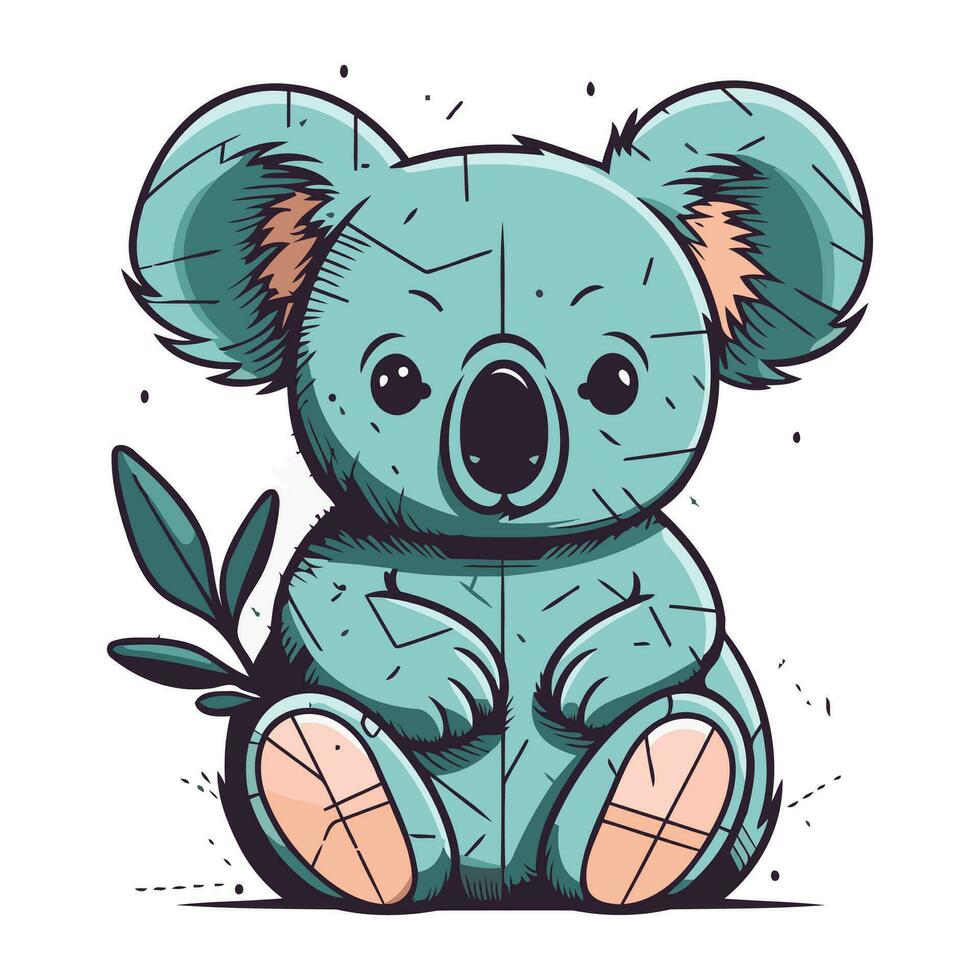 söt tecknad serie koala Sammanträde på de jord. vektor illustration.