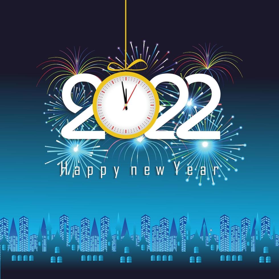 Frohes neues Jahr 2022 mit Feuerwerkshintergründen vektor