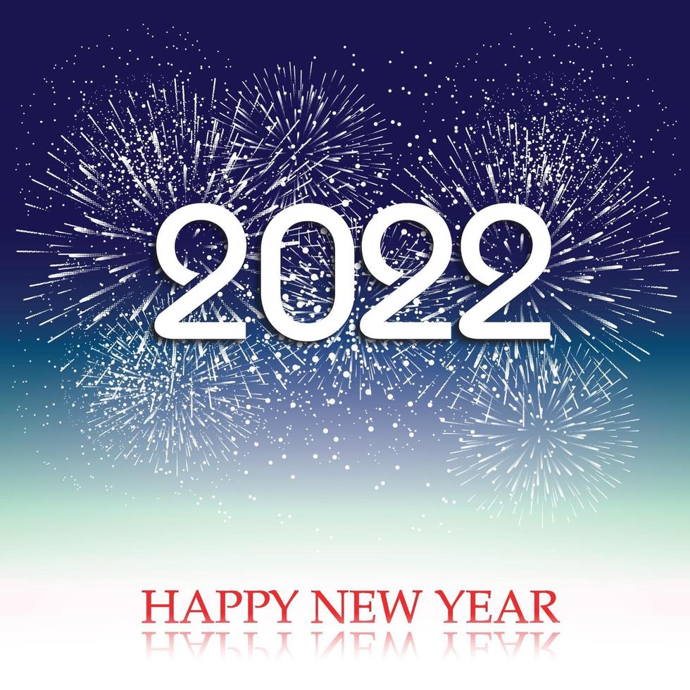 gott nytt år 2022 med fyrverkerier vektor