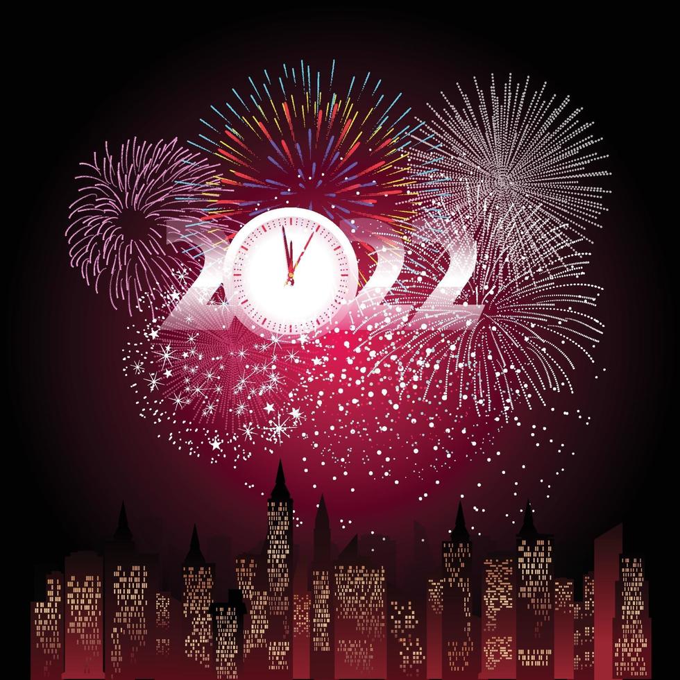 Frohes neues Jahr 2022 mit platzendem Feuerwerk vektor