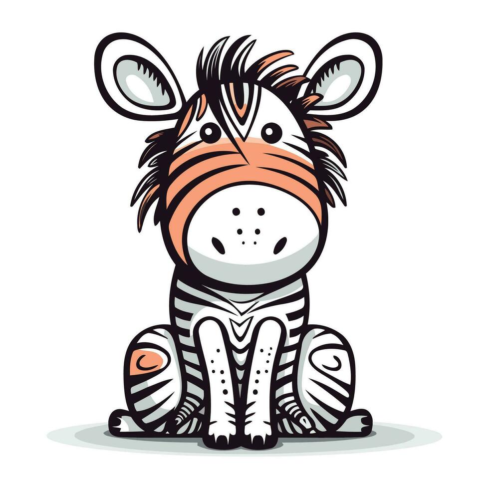 süß Zebra isoliert auf Weiß Hintergrund. Vektor Karikatur Illustration.