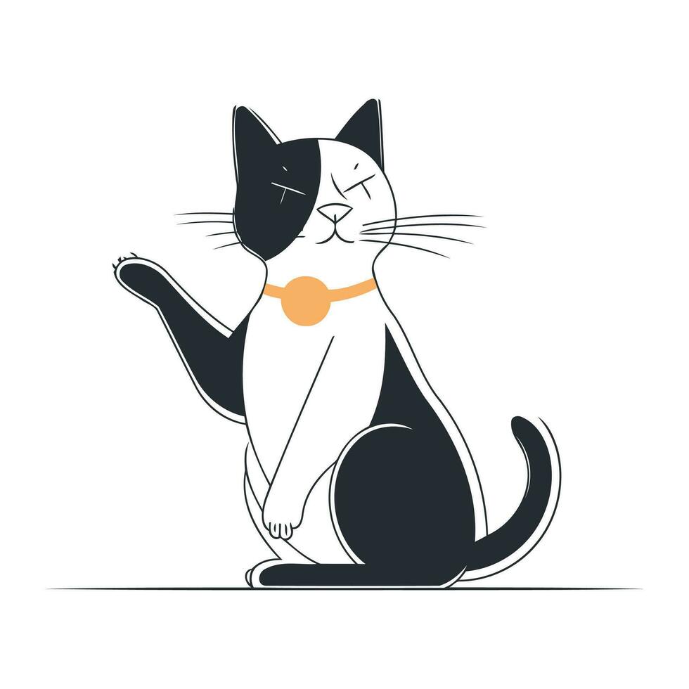 Vektor Illustration von ein süß Katze im ein Badeanzug auf ein Weiß Hintergrund.