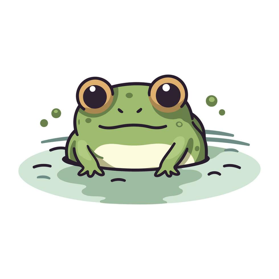 Frosch im Wasser. süß Karikatur Charakter. Vektor Illustration.