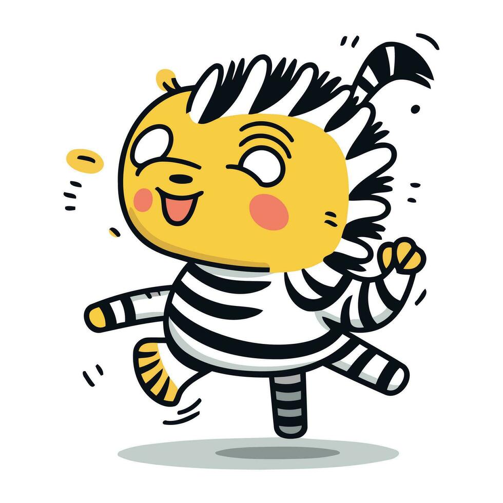 Zebra Vektor Illustration. süß Karikatur kawaii Charakter.