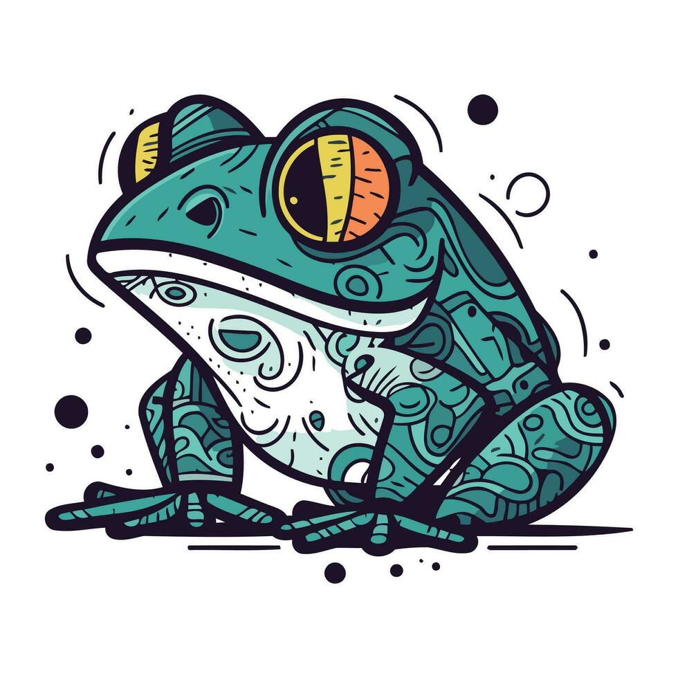 Frosch. Hand gezeichnet Vektor Illustration. isoliert auf Weiß Hintergrund.