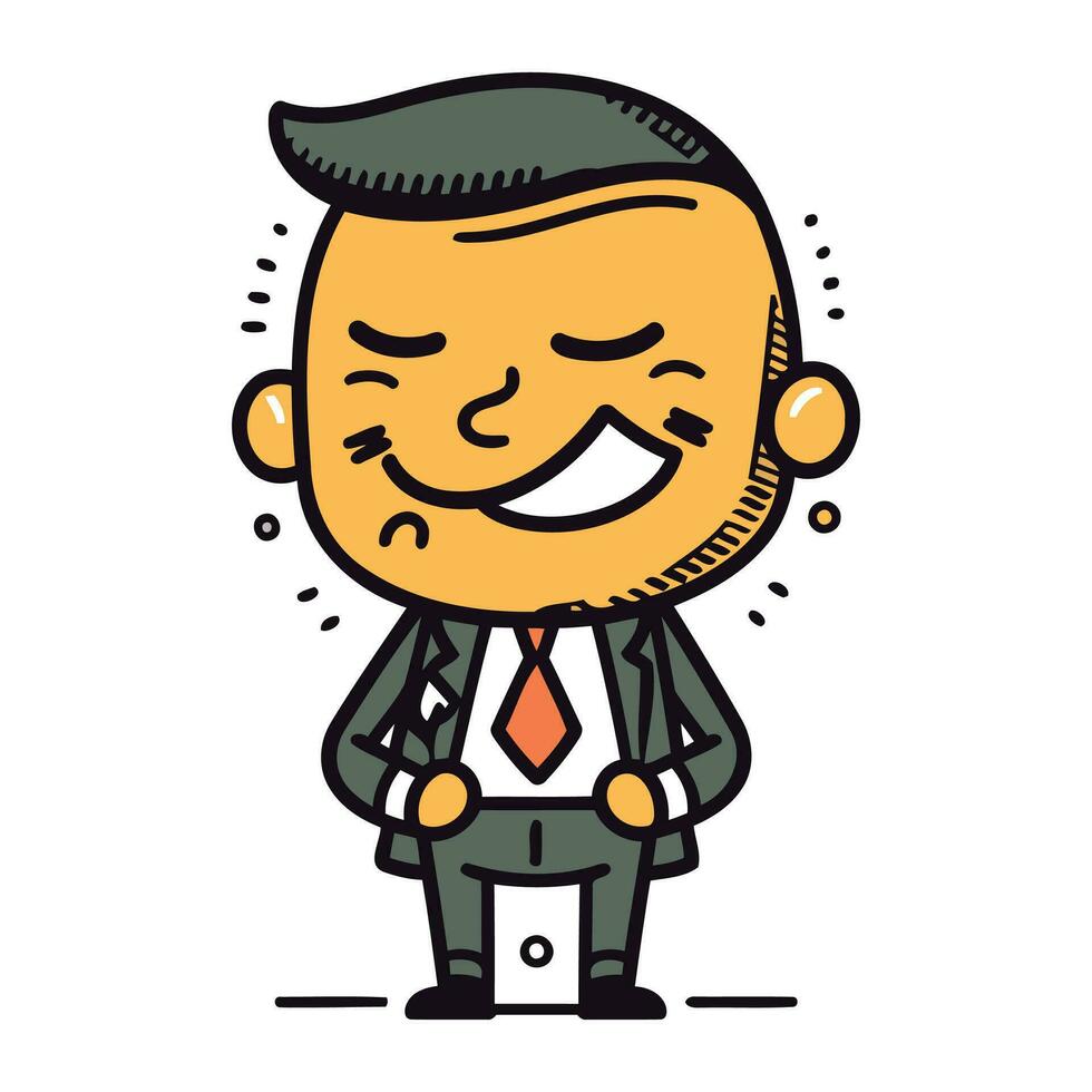tecknad serie Lycklig affärsman med händer i fickor. vektor illustration. företag begrepp.